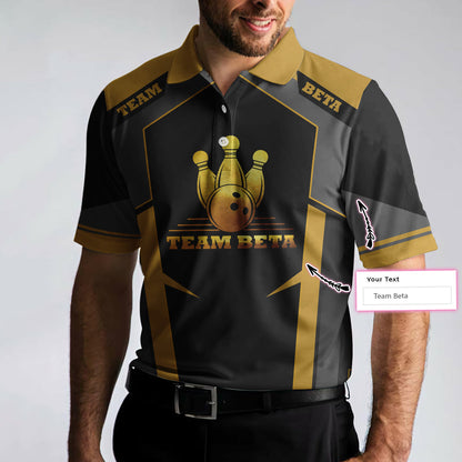 Custom Team Name Golden Bowling Custom Polo Shirt, Personalized Bowling Shirt With Name, Custom Bowling Gift Lasfour SO0554
