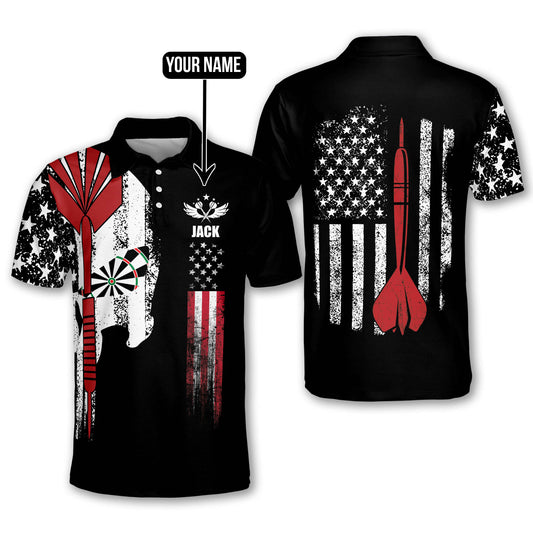 Lasfour Skull Darts American Flag Personalized Name 3D Shirt DMA0312