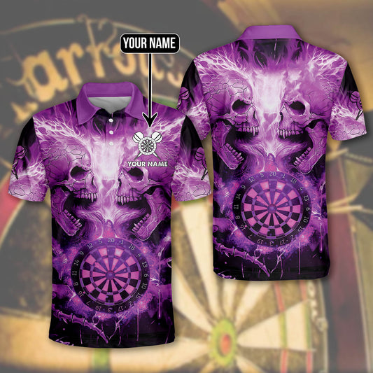 Personalized Name Skull Darts Purple Version All Over Printed Unisex Shirt DMO0089