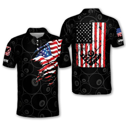 American Flag Billiard Polo Shirt BI0012