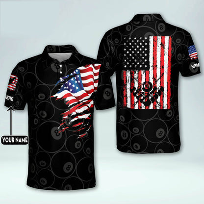 American Flag Billiard Polo Shirt BI0012