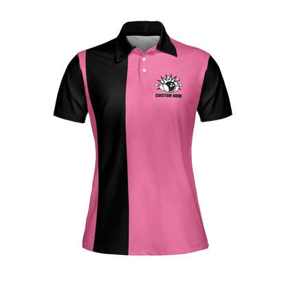 Custom Get Your Mind Out of The Gutter Pink Bowling Polo Shirt For Women, Custom Funny Bowling Shirt SO0619