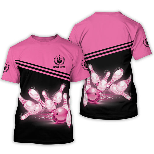 Custom Bowling Shirts for Women - Personalized Bowling Team Shirts for Women - Pink Bowling Shirt - Bowling Tshirts for Bowling Lover BWT0001