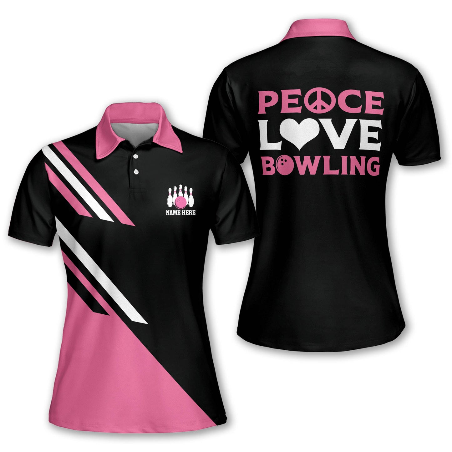 Peace Love Bowling Shirts Womens BW0101