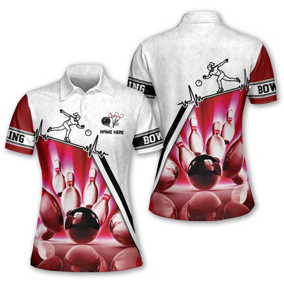 Heartbeat Pink Bowling Shirts Women BW0094