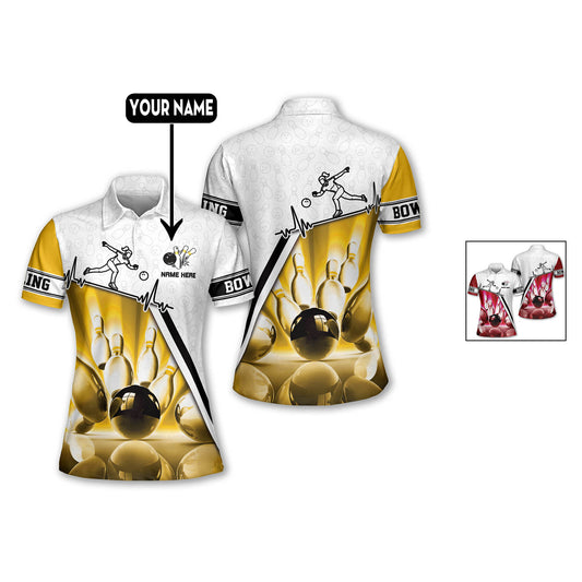 Heartbeat Pink Bowling Shirts Women BW0094