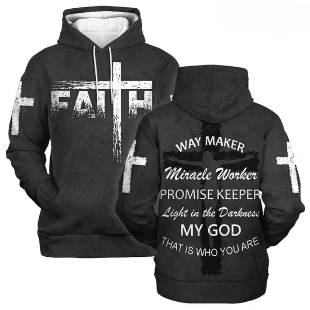 Religious Jesus 3D Hoodie Way Maker God Hoodie Miracle Worker Faith Hoodie SO0458