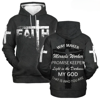 Religious Jesus 3D Hoodie Way Maker God Hoodie Miracle Worker Faith Hoodie SO0458