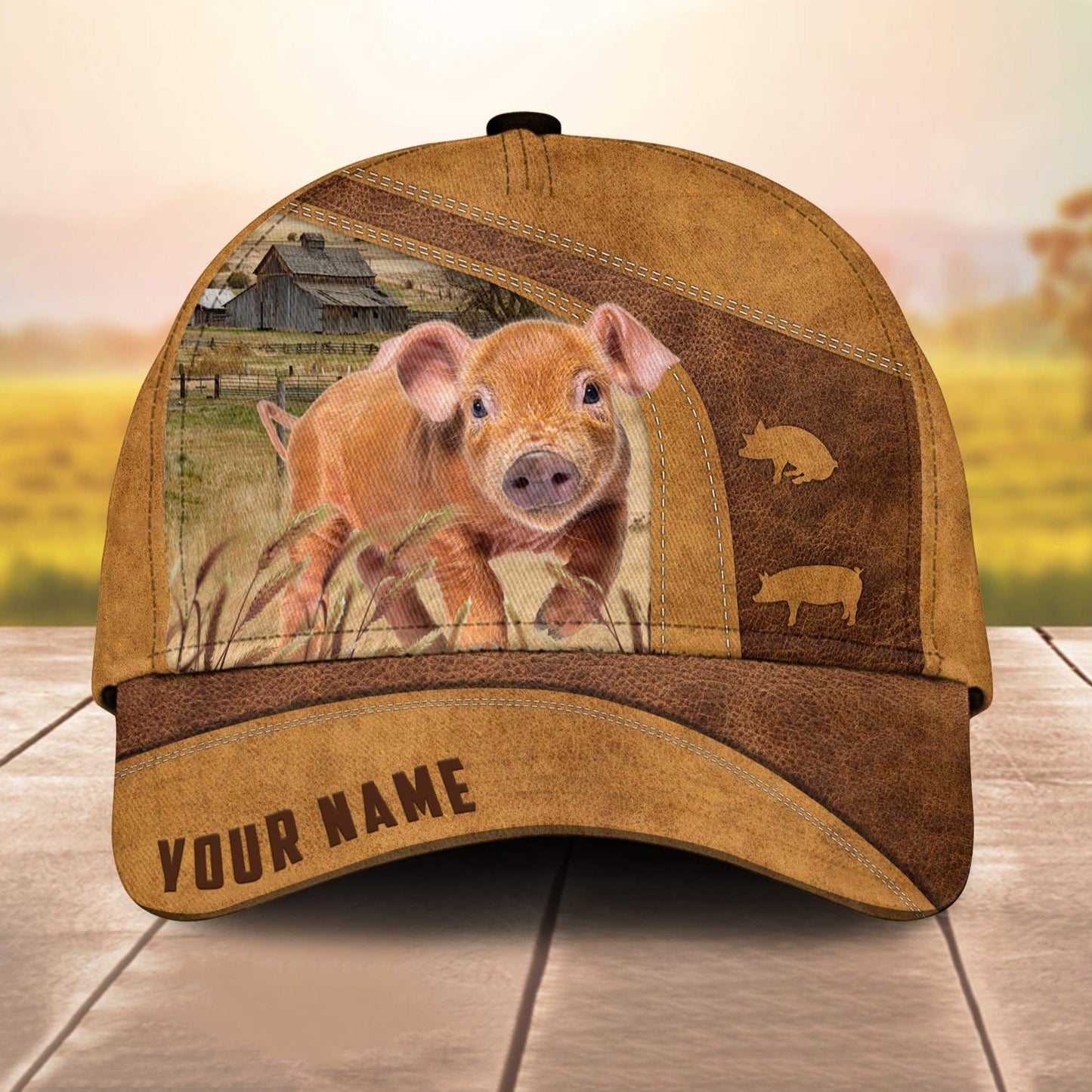 Custom Name Duroc Pig 3D Cap 3D All Over Print Baseball Cap, Cap For Farm Lovers, Animal Cap, Leather Pattern Cap CA3017