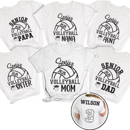 Custom Senior Volleyball Matching Family T Shirts, Custom Volleyball Graduation Matching Shirts For Family ET0500