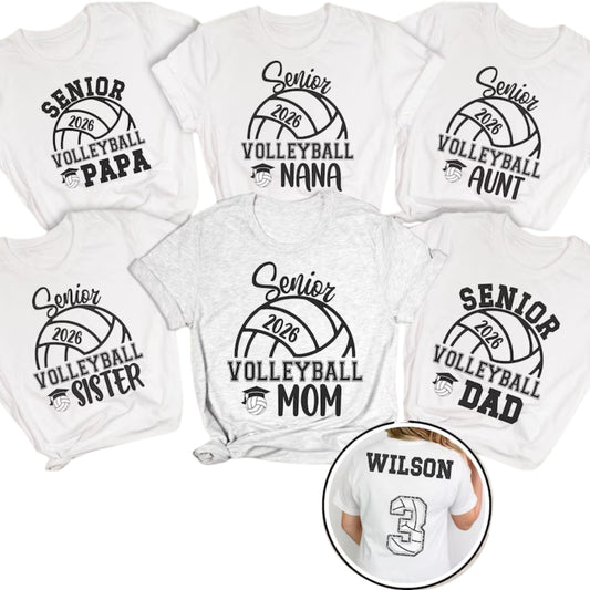 Custom Senior Volleyball Matching Family T Shirts, Custom Volleyball Graduation Matching Shirts For Family ET0500