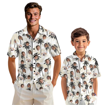 Custom Face Matching Family Hawaiian Shirt, Custom Photo Matching Hawaiian Shirt For Family ET0639