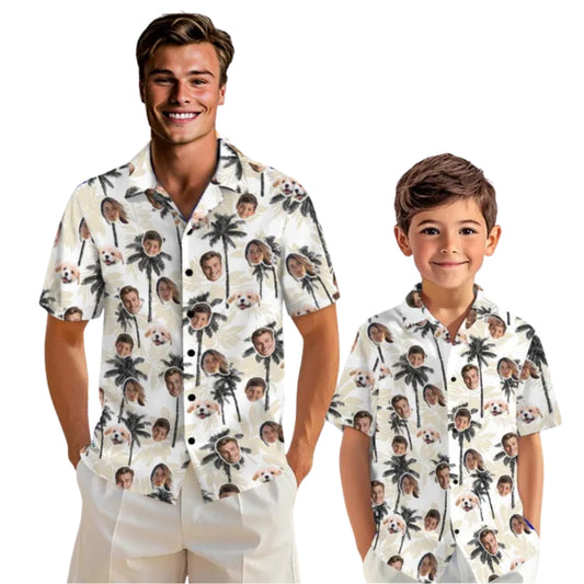 Custom Face Matching Family Hawaiian Shirt, Custom Photo Matching Hawaiian Shirt For Family ET0639