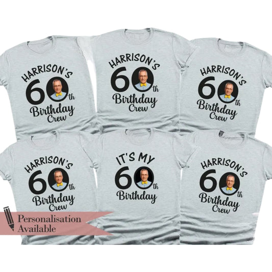 It's My 60th Birthday Custom Face Matching Birthday Group T Shirt, Custom Photo Birthday Team Crew Matching Shirts ET0867