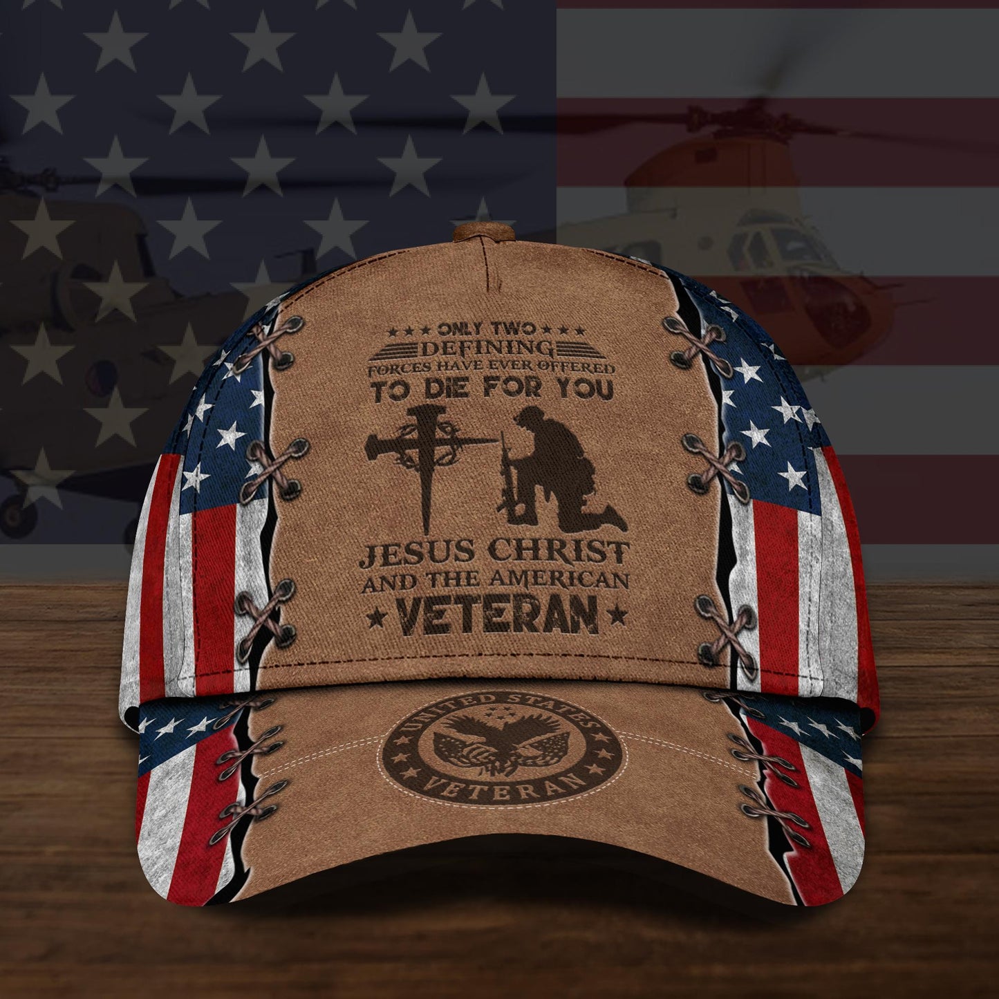 US Veteran Jesus Christ And The American Veteran Cap Custom Name Cap CA0238