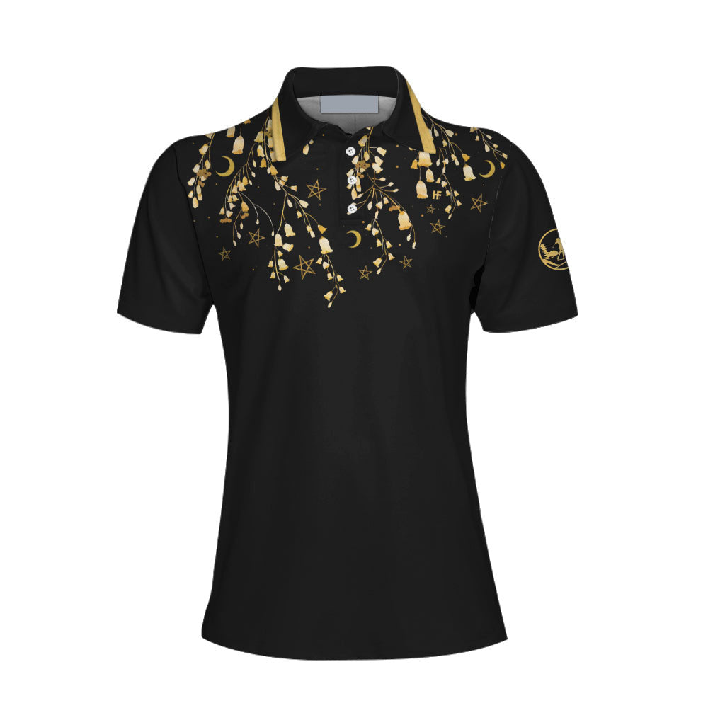 Elegant Gold Pattern Queen Of The Green Golf Women Polo Shirt, Unique Female Golf Gift SO0605