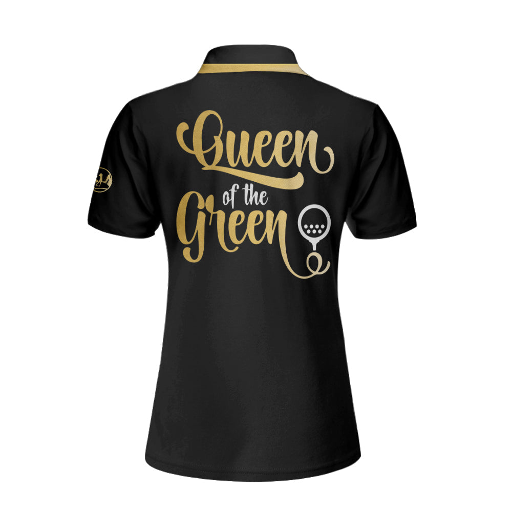 Elegant Gold Pattern Queen Of The Green Golf Women Polo Shirt, Unique Female Golf Gift SO0605