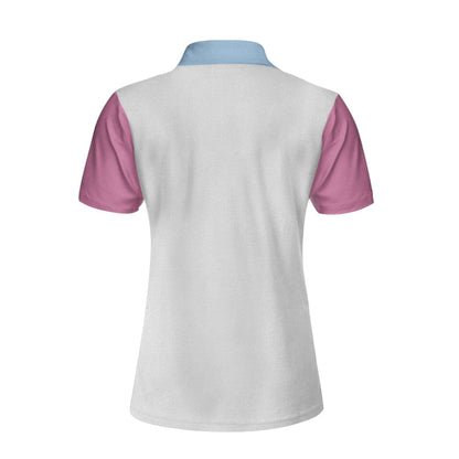 Queen Of The Lanes Pink And Blue Bowling Short Sleeve Women Polo Shirt, Bowling Shirt For Ladies Lasfour SO1418