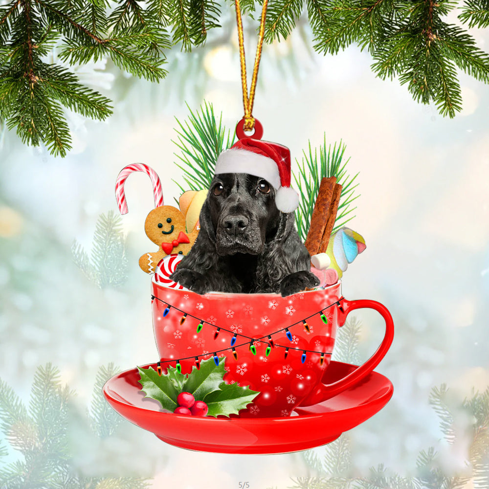 English Cocker Spaniel In Cup Merry Christmas Ornament Flat Acrylic Dog Ornament OO1871