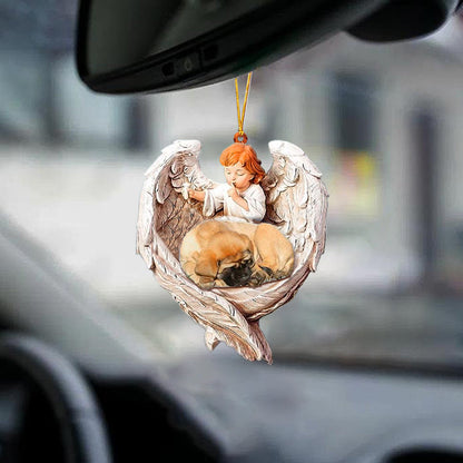 Sleeping Mastiff Protected By Angel Car Hanging Ornament Angel Protect Dog Ornament OO1091