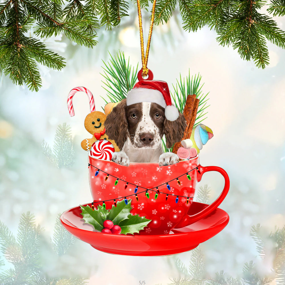 English Springer Spaniel 2 In Cup Merry Christmas Ornament Flat Acrylic Dog Ornament OO1843