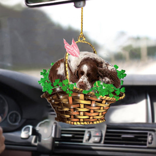English Springer Spaniel-Sleeping Lucky Fairy-Two Sided Car Auto Ornament OO0289