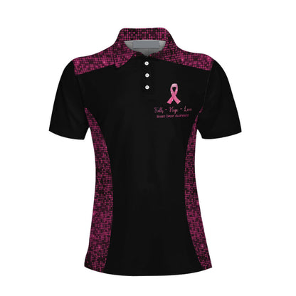 Faith Hope Love Angel Wings Breast Cancer Awareness Short Sleeve Women Polo Shirt, Pink Awareness Ribbon Polo Shirt For Ladies Lasfour SO0715