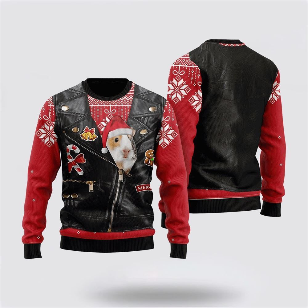 Guinea Pig Cute Face Ugly Christmas Sweater, Christmas Farm Animal Ugly Ornament USO0249