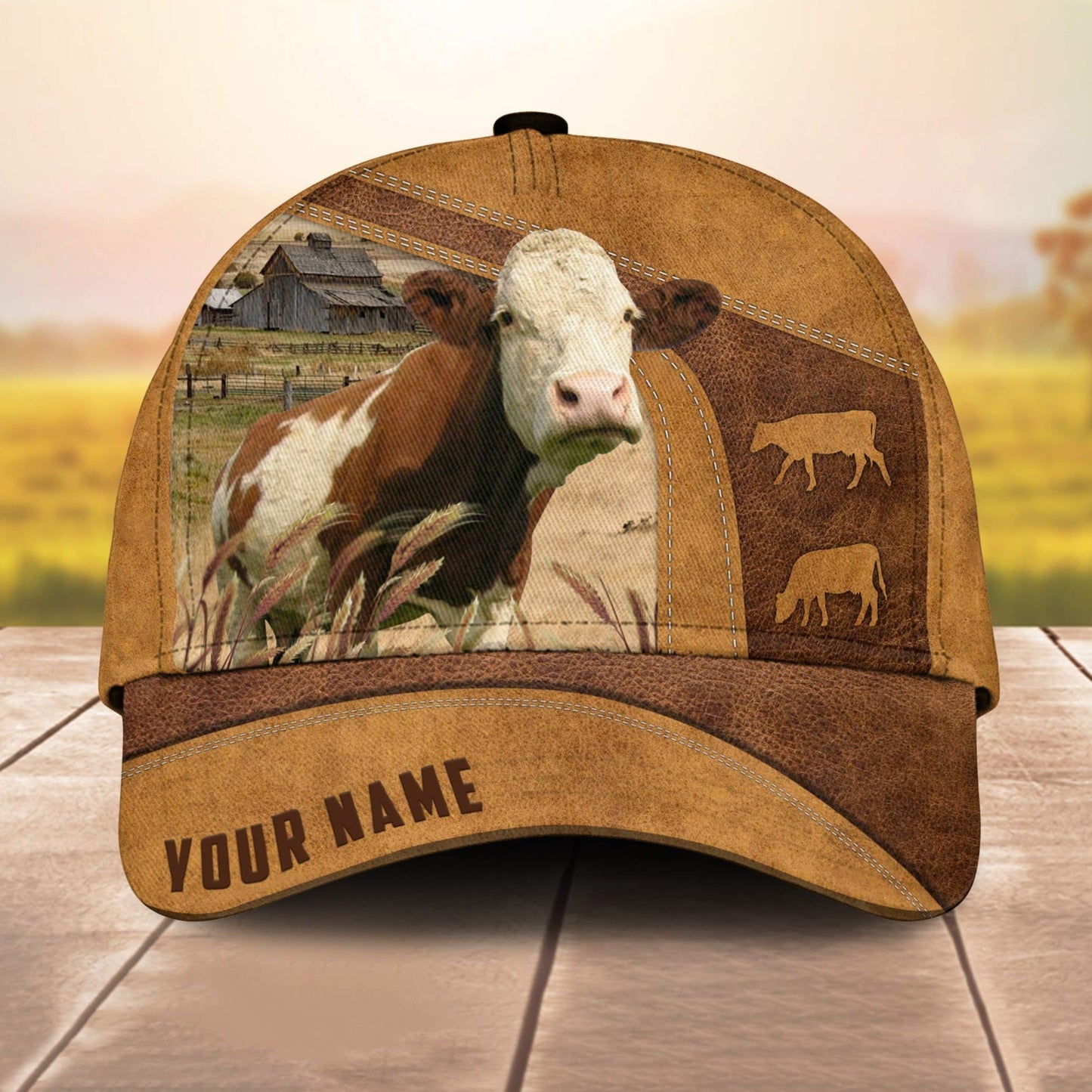 Custom Name Fleckvieh Cale 3D Cap 3D All Over Print Baseball Cap, Cap For Farm Lovers, Animal Cap, Leather Pattern Cap CA3008