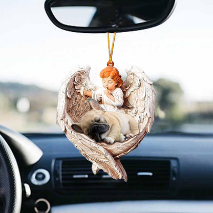 French Bulldog Sleeping Protected By Angel Auto Car Hanging Ornament OO1088