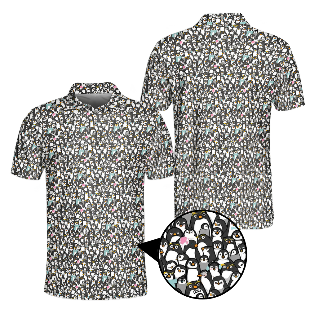 Penguin Pattern Golf Polo Shirt For Men, Penguin Lover Golf Shirts GE0430