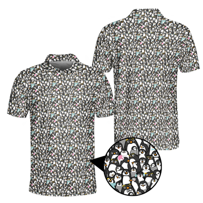 Penguin Pattern Golf Polo Shirt For Men, Penguin Lover Golf Shirts GE0430