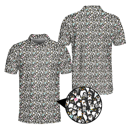 Penguin Pattern Golf Polo Shirt For Men, Penguin Lover Golf Shirts GE0430