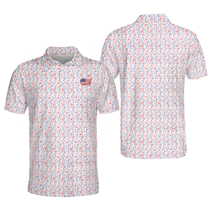 Matching 250th Anniversary USA Pattern Golf Shirt For His And Her, Fourth Of July Matching Couple Golf Shirts GE0525