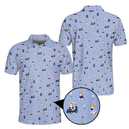 Men's Corgi Golf Polo Shirt, Corgi Golf Shirts For Dog Lover GE0540