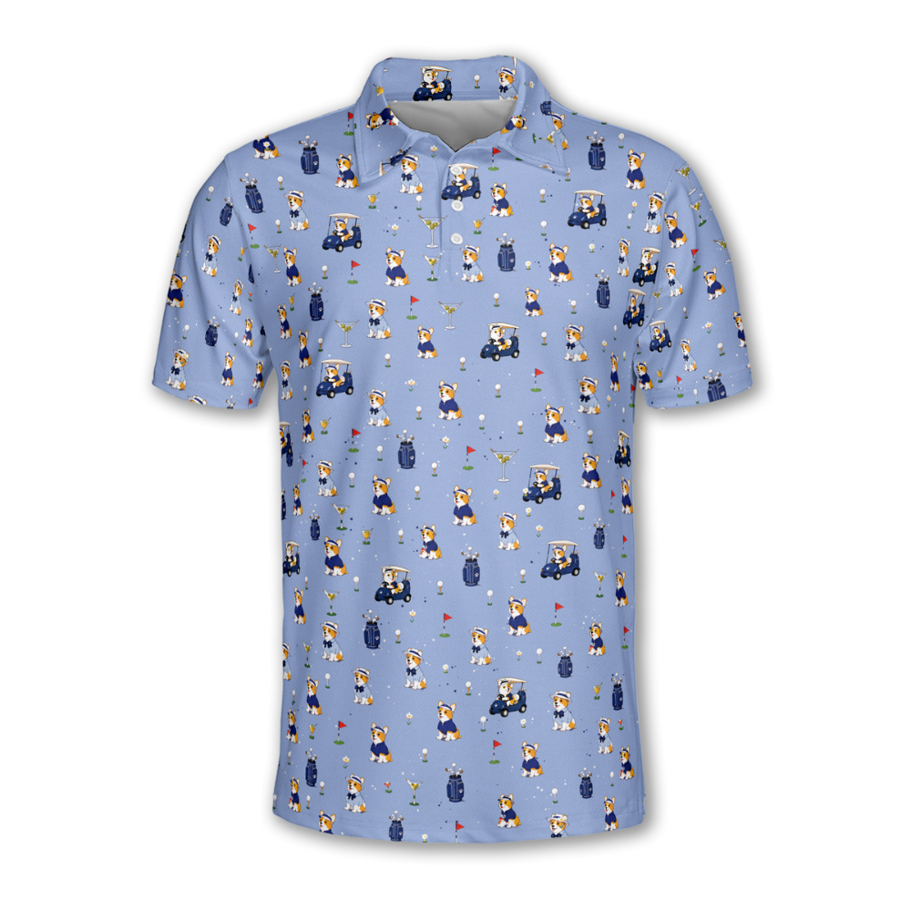 Men's Corgi Golf Polo Shirt, Corgi Golf Shirts For Dog Lover GE0540