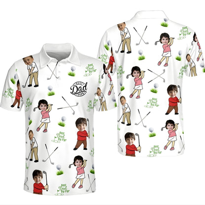 Best Dad Ever Custom Baby Face Golf Polo Shirt For Mens, Custom Photo Father's Day Golf Shirts GM0440