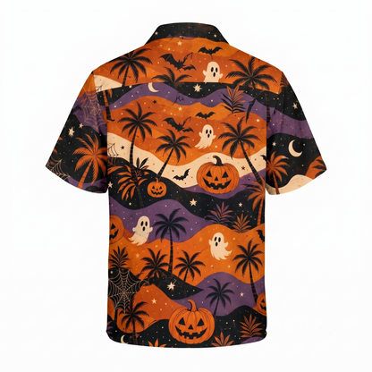 Ghost Pumpkin Orange Purple Black Hawaiian Shirt For Men And Women, Halloween Hawaiian Shirts HE0640
