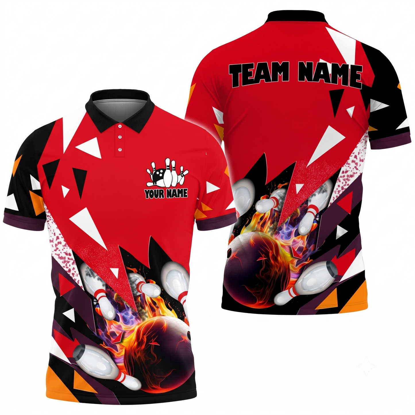 Custom Team Red Bowling Polo Shirt For Men, Custom Bowling Shirts BZ0813