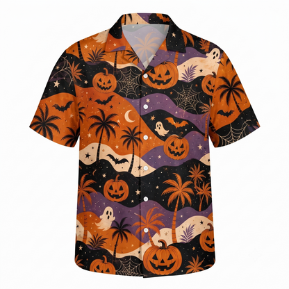 Ghost Pumpkin Orange Purple Black Hawaiian Shirt For Men And Women, Halloween Hawaiian Shirts HE0640