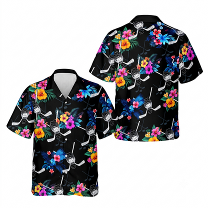 Tropical Hockey Men's Hawaiian Shirt, Hockey Lover Hawaiian Shirt HE0662
