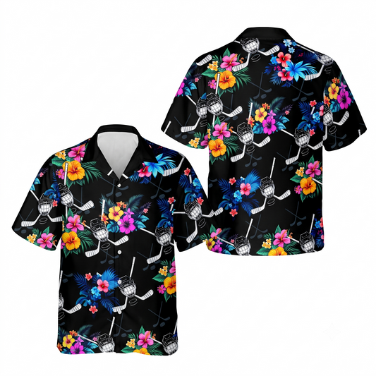 Tropical Hockey Men's Hawaiian Shirt, Hockey Lover Hawaiian Shirt HE0662