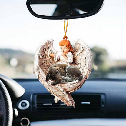 Sleeping German Shorthaired Pointer Protected By Angel Car Hanging Ornament Lasfour OO1087