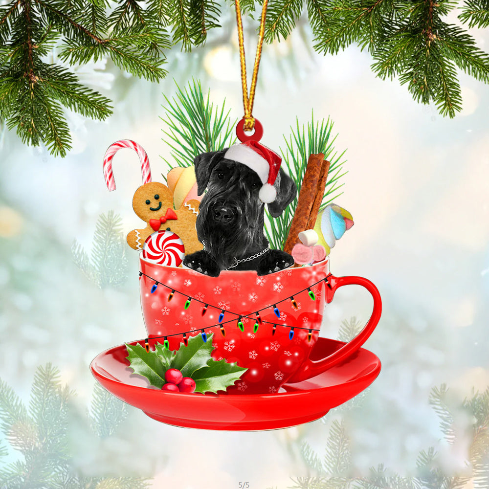 Giant Schnauzer In Cup Merry Christmas Ornament Flat Acrylic Dog Ornament OO1915
