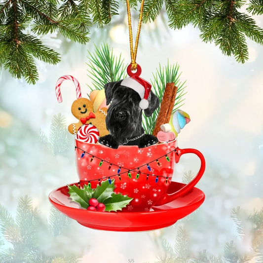 Giant Schnauzer In Cup Merry Christmas Ornament Flat Acrylic Dog Ornament OO1915