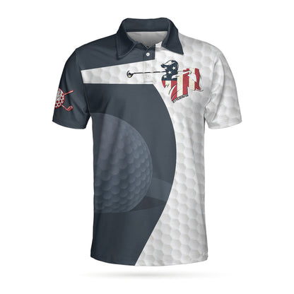 Golf Swing American Flag Golf Ball Texture Polo Shirt, Patriotic Golf Shirt For Men, Cool Gift For Golfers Lasfour SO1408