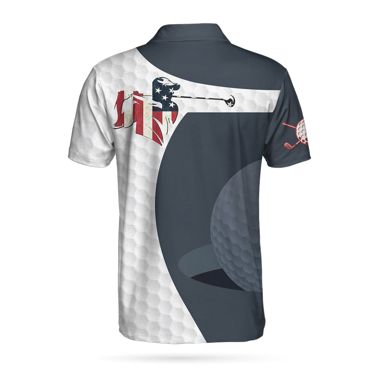 Golf Swing American Flag Golf Ball Texture Polo Shirt, Patriotic Golf Shirt For Men, Cool Gift For Golfers Lasfour SO1408
