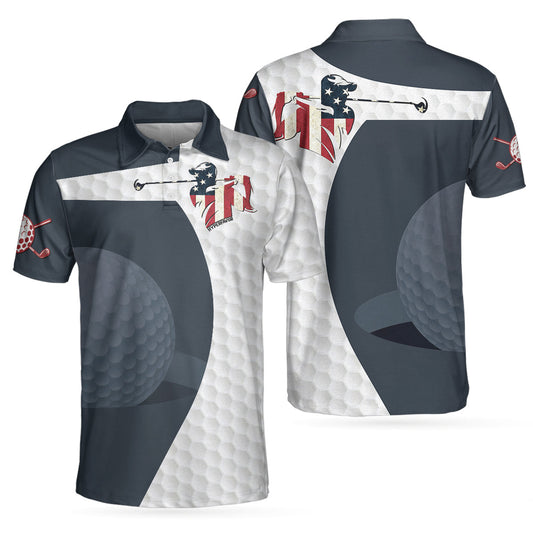 Golf Swing American Flag Golf Ball Texture Polo Shirt, Patriotic Golf Shirt For Men, Cool Gift For Golfers Lasfour SO1408