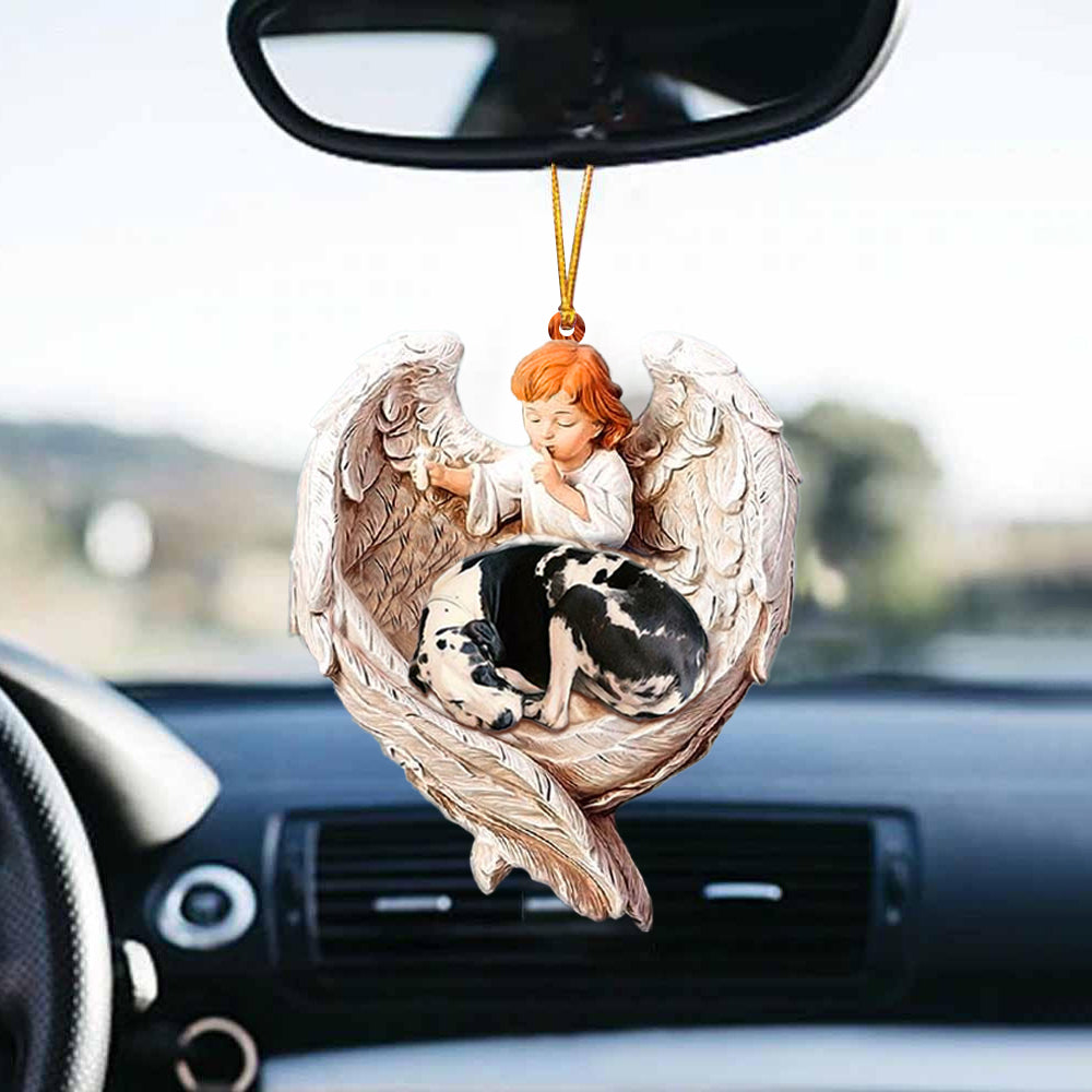 Sleeping Great Dane Protected By Angel Car Hanging Ornament OO1084