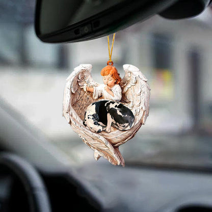 Sleeping Great Dane Protected By Angel Car Hanging Ornament OO1084